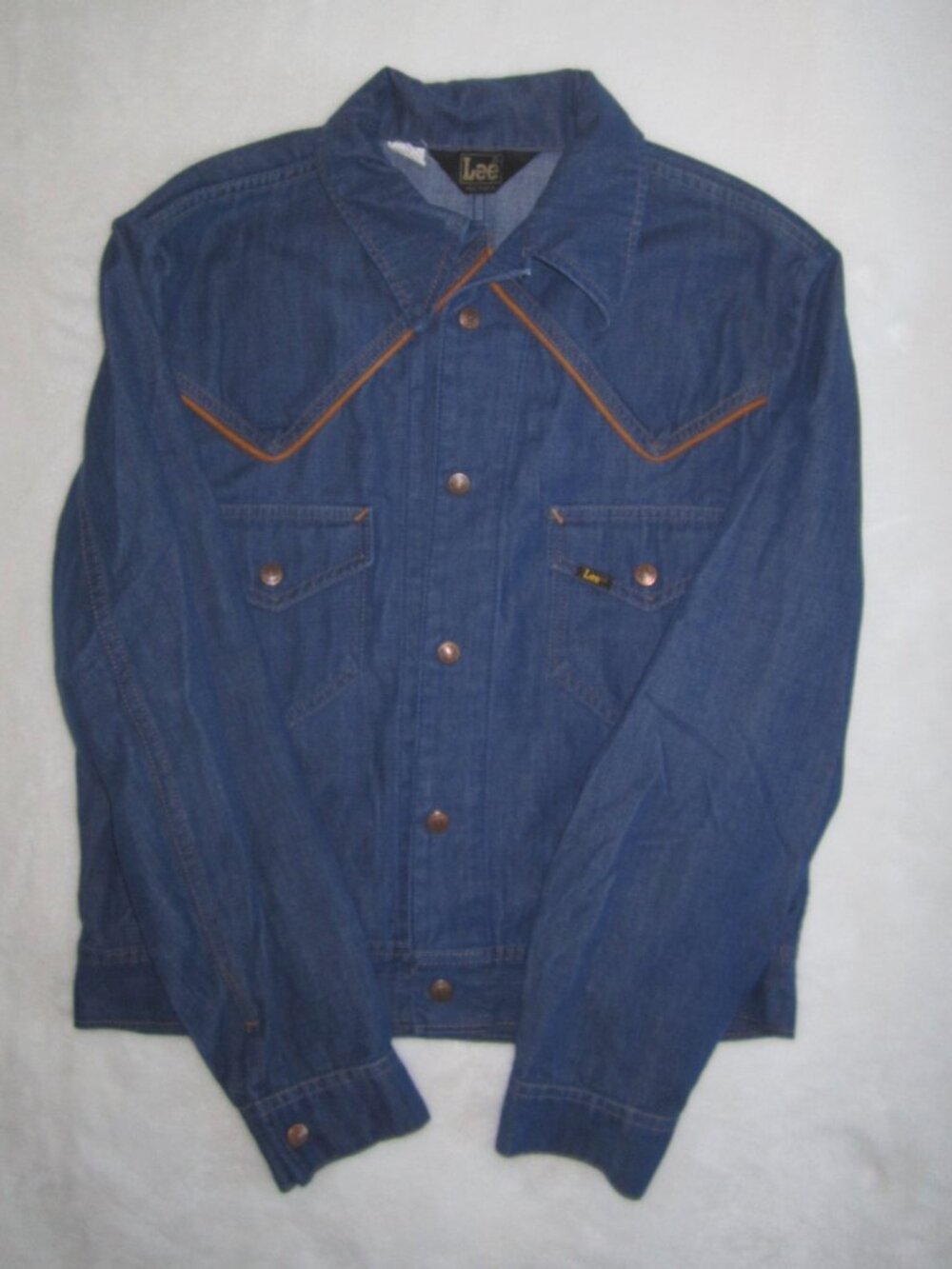 Vintage LEE Western Denim Jacket West Cal 45 Snap Buttons 70s Men's Medium